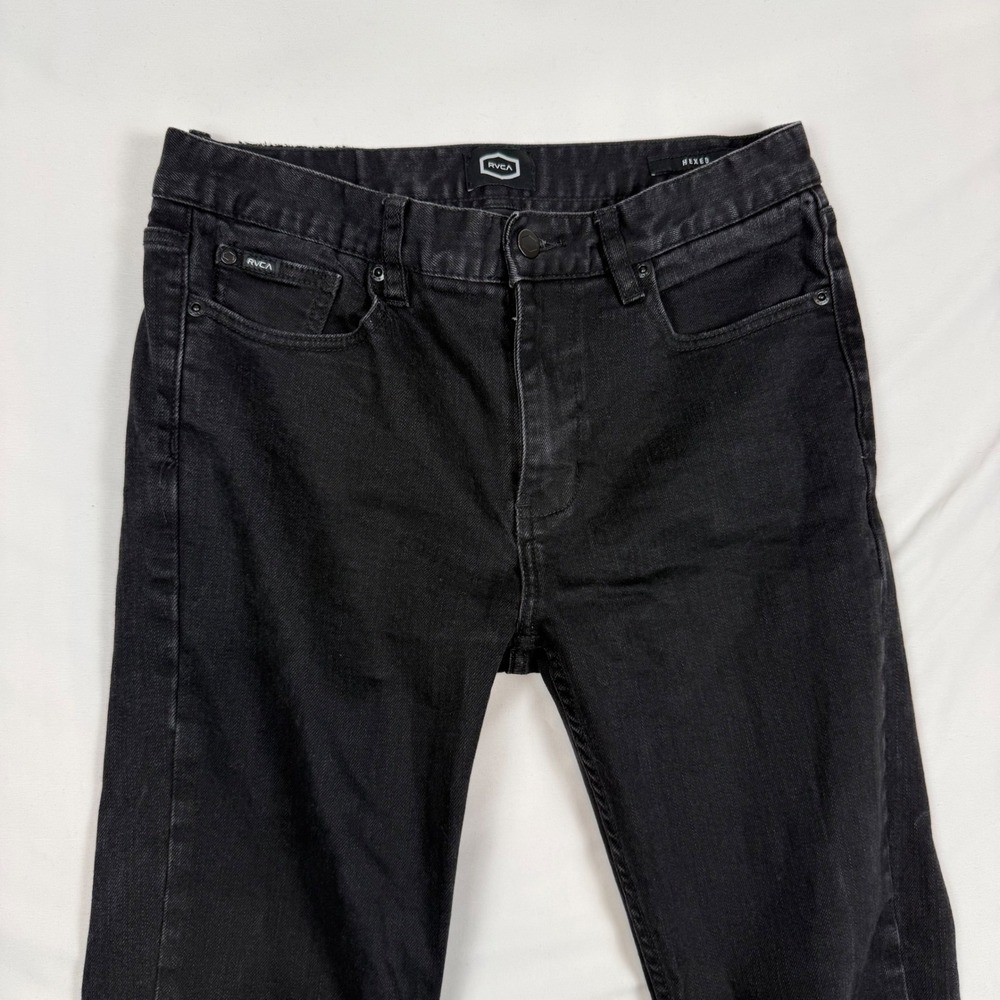 RVCA Hexed Slim Fit Tapered Leg Black Stretch Jeans Mens 32 Skater Streetwear